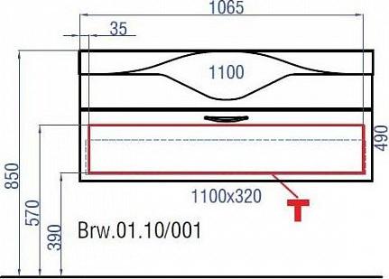 Тумба под раковину 1065 см Aqwella Бродвей Brw.01.10/001/BLK чёрная