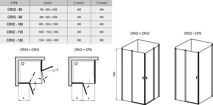 Душевая дверь Ravak Chrome CRV2-90 белый+транспарент 1QV70100Z1