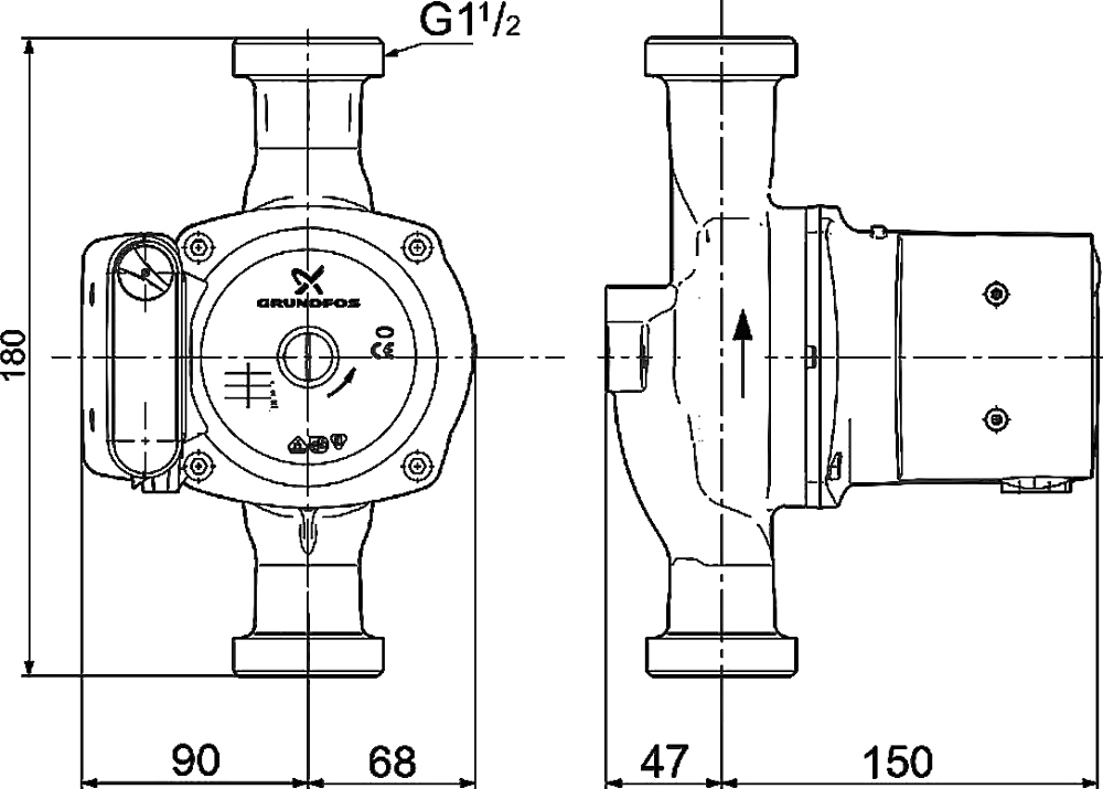 Циркуляционный насос Grundfos UPS 25-100 180