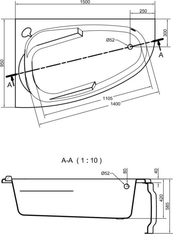 Акриловая ванна Cersanit Joanna 150x95 L 63336 без гидромассажа