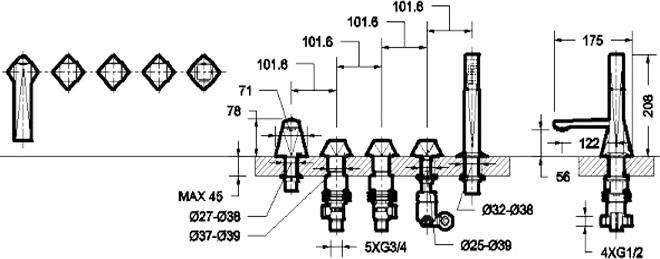 Смеситель на борт ванны Bravat Diamond F518102C-DE, хром