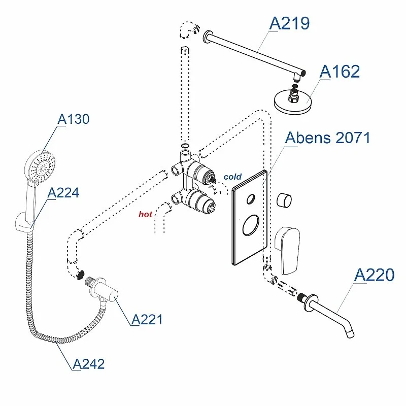 Душевая система WasserKRAFT Abens 2000 A172071 черный