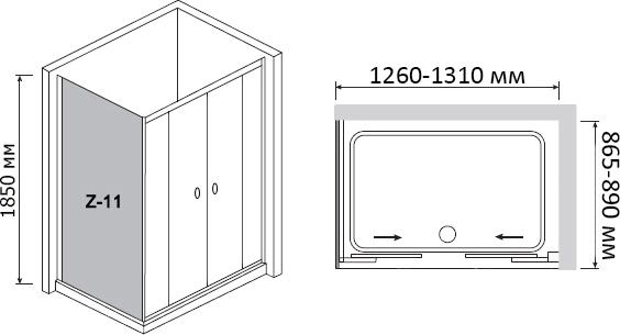 Душевой уголок RGW Classic CL-43 (1260-1310)x900 чистое стекло