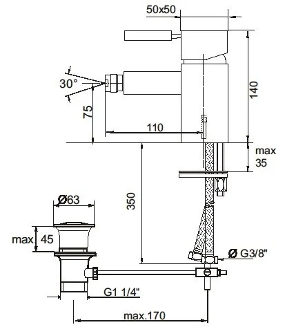 Смеситель для биде Kaja A-Quadrat 58220-С хром