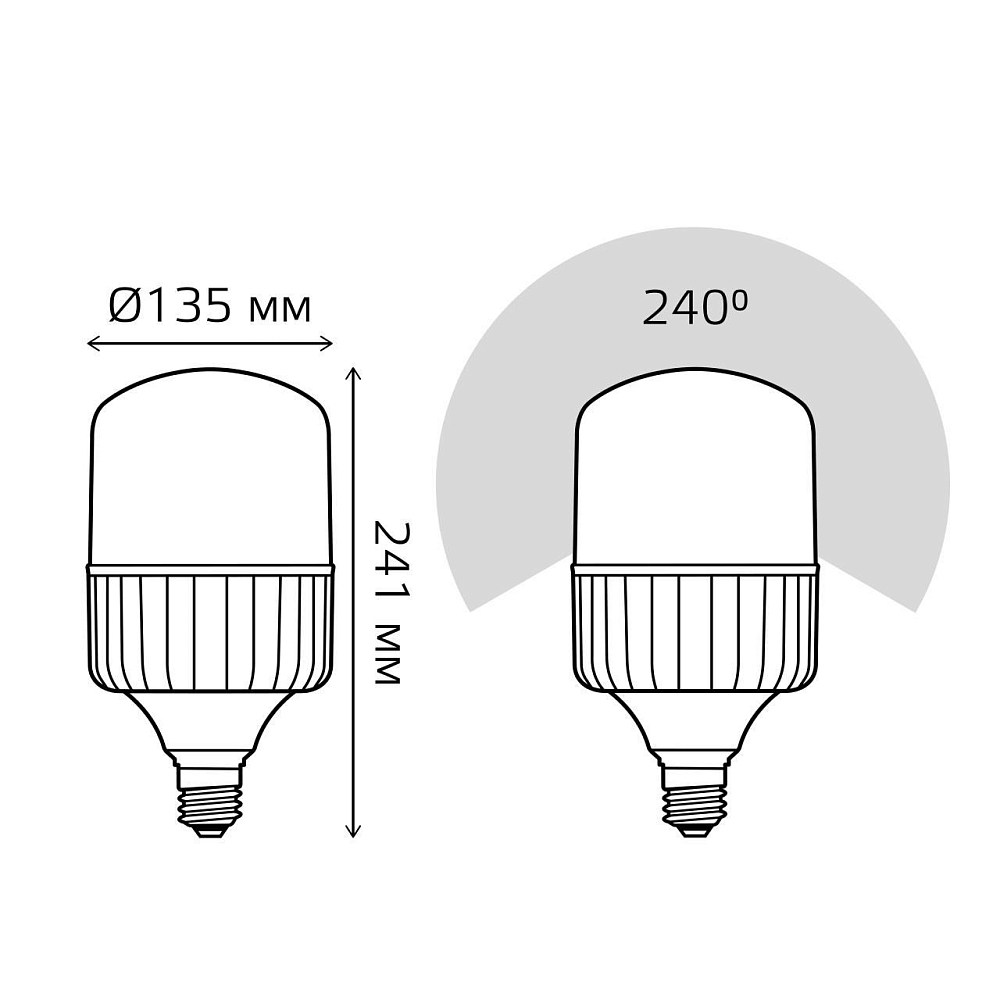 Лампа светодиодная Gauss E40 80W 6500K матовая 63438