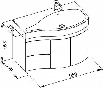 Тумба с раковиной Aquanet Сопрано 95 R 00213004 чёрный