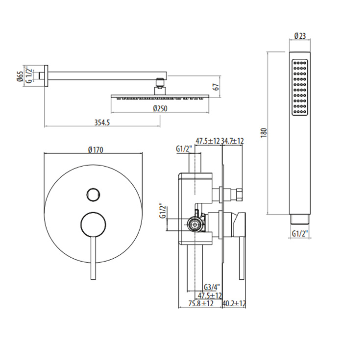 Душевая система Gattoni Circle two 9190/PDNO (аналог 9090/PDNO) черный