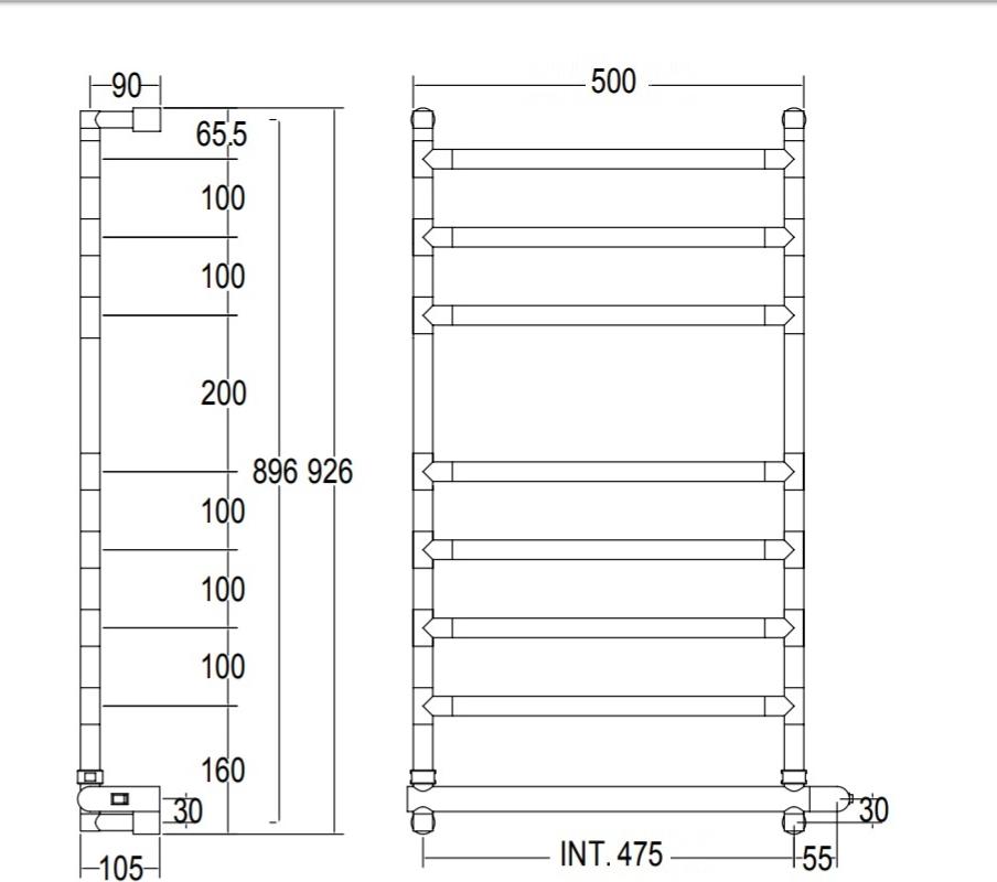 Полотенцесушитель электрический Margaroli Sereno 584-8 BOX 58447508PCRB, хром