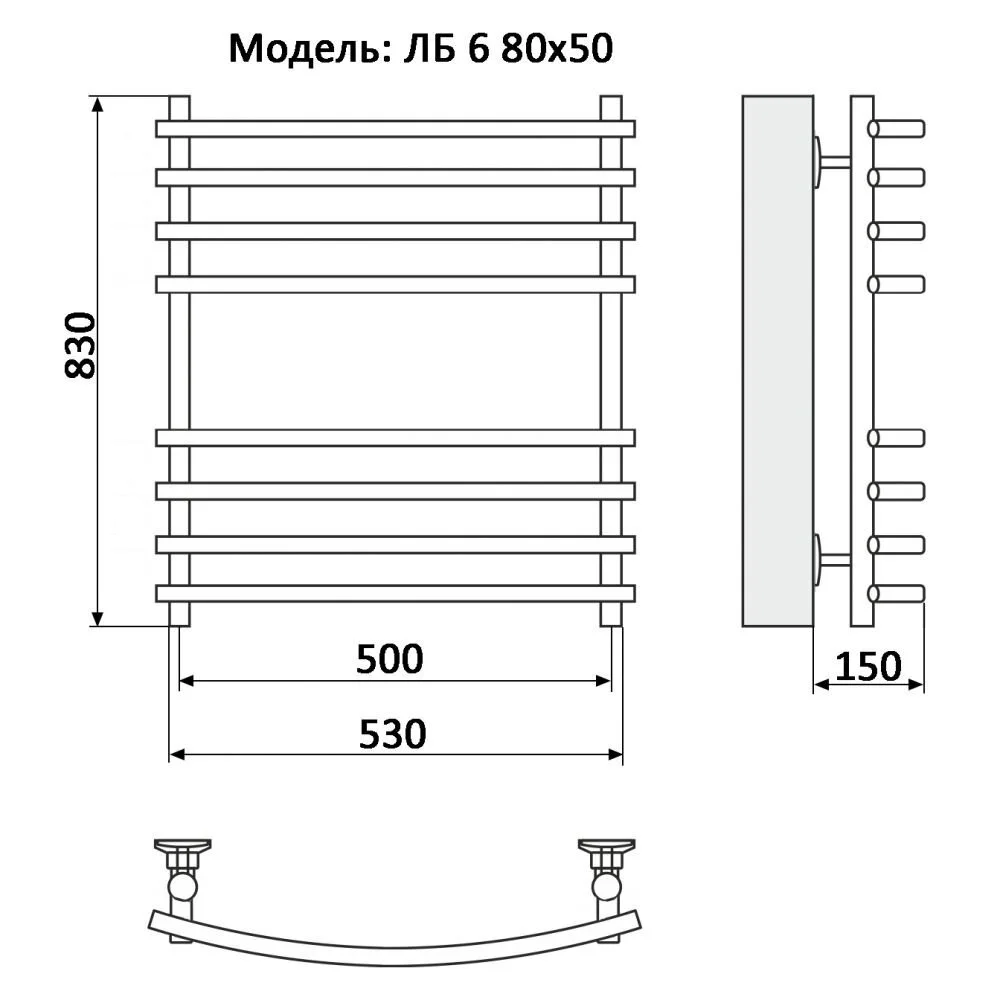 Полотенцесушитель водяной Ника Bamboo ЛБ 6 80/50 хром