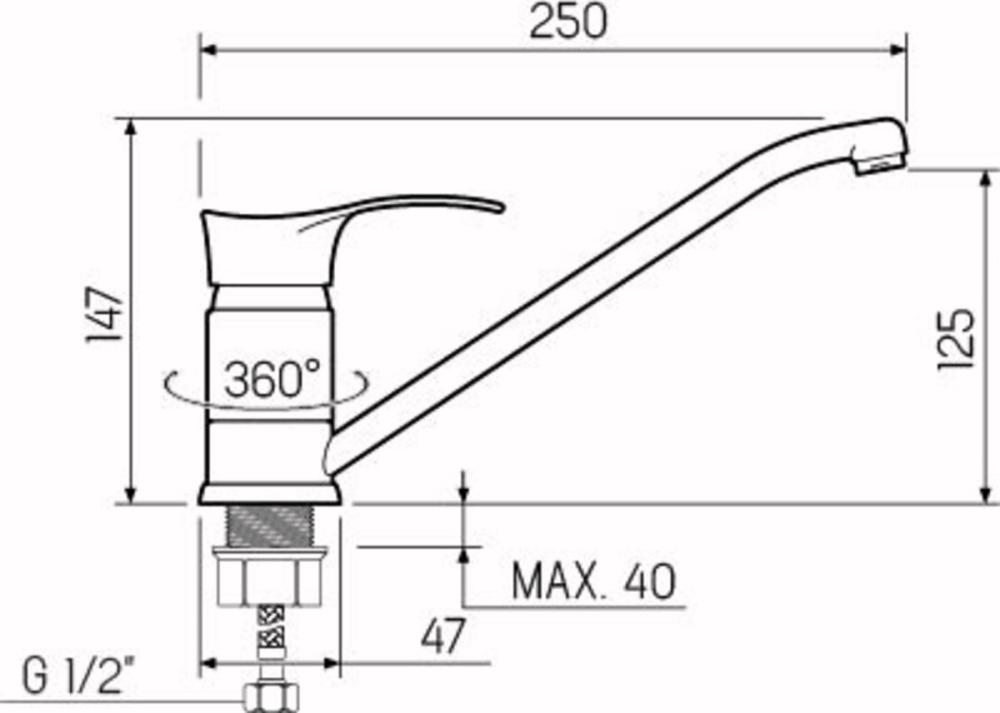 Смеситель для кухни РМС SL86-004FBS-25, хром