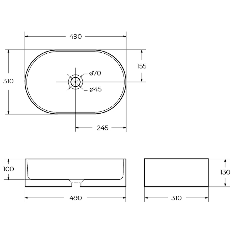 Раковина накладная BelBagno BB1497 49 см, белый