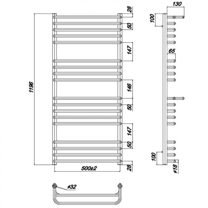 Полотенцесушитель водяной 50x120 см Ravak Optima X04000083687, хром