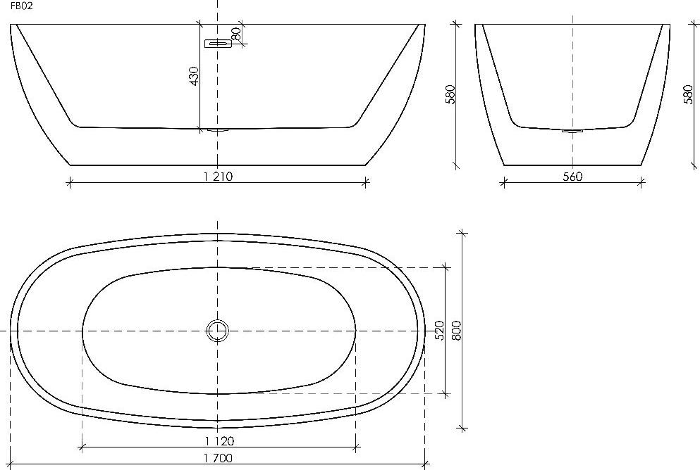 Акриловая ванна Sancos Flo 170x80 FB02, белый