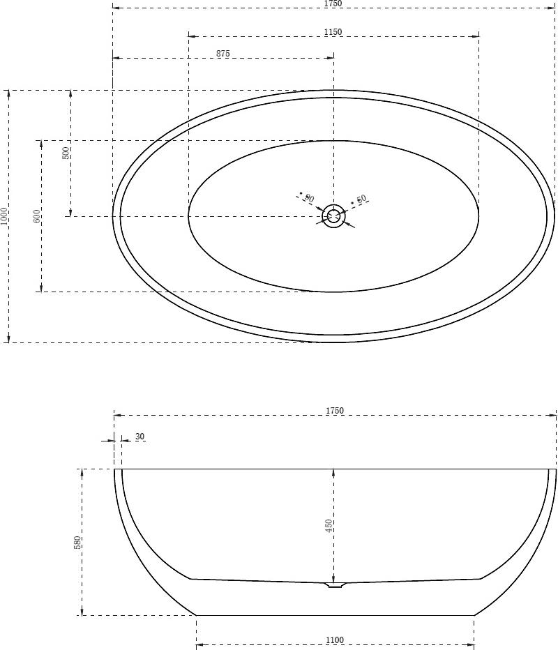 Акриловая ванна Abber 175x100 AB9249