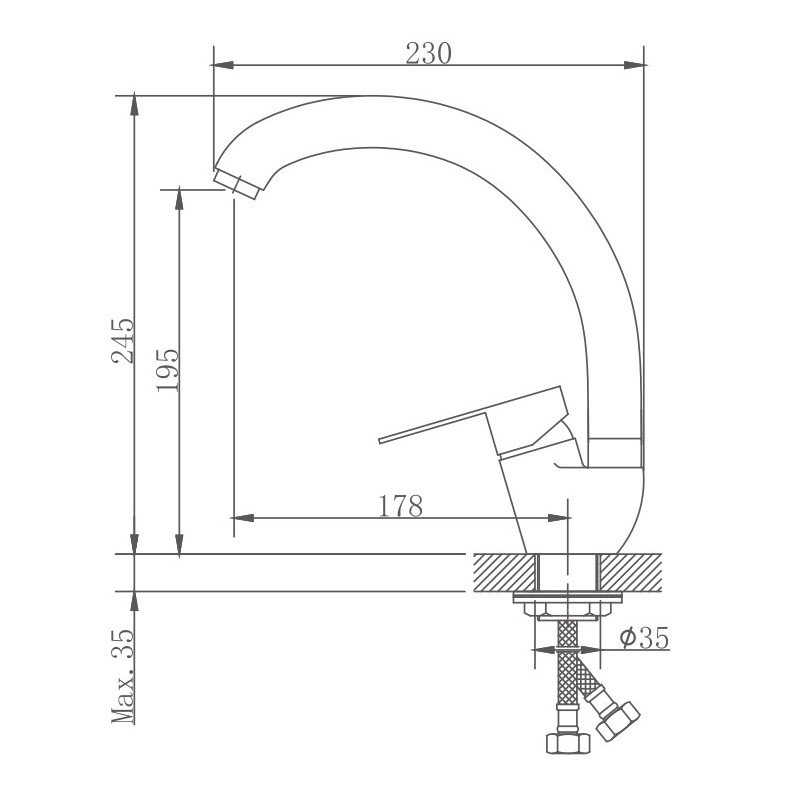 Смеситель для кухни Haiba HB41801-2 сталь