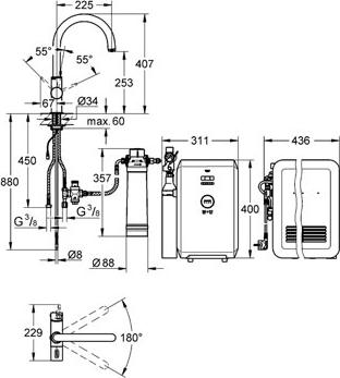 Смеситель для кухонной мойки Grohe Blue 31323DC1 суперсталь