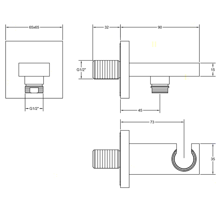 Шланговое подсоединение Gessi Rettangolo 20161#031, хром