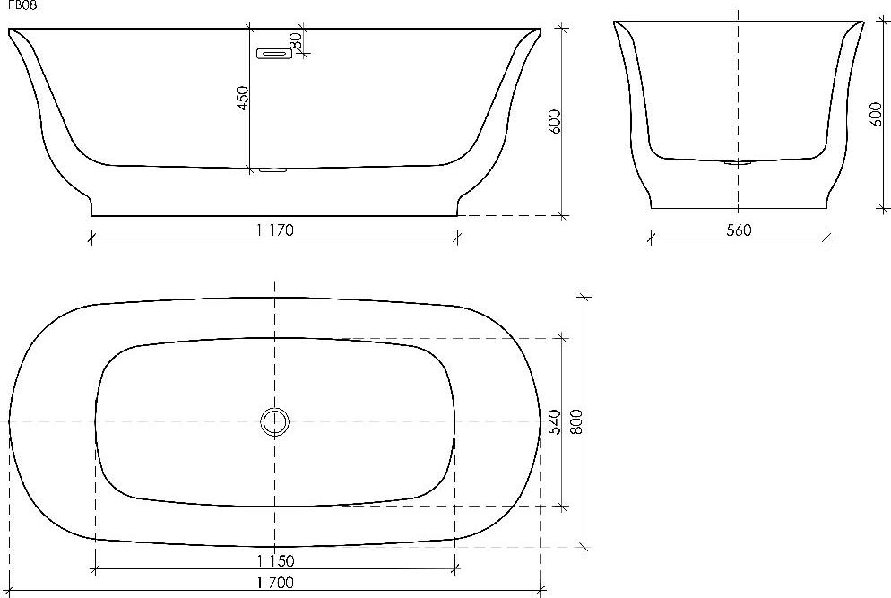 Акриловая ванна Sancos Viva 170x80 FB08, белый