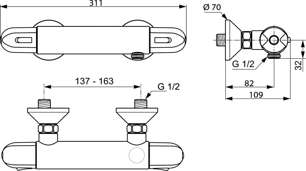 Термостат Ideal Standard CERATHERM A6420AA для душа, хром