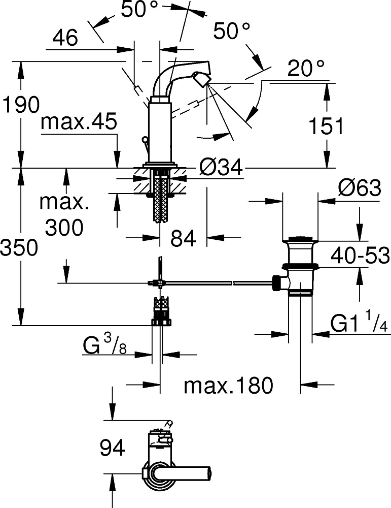 Смеситель для биде Grohe Atrio 7° 32134001