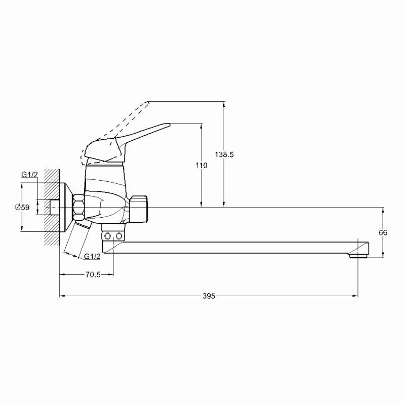 Смеситель для ванны с душем Solone Lun LUN7-A031 хром