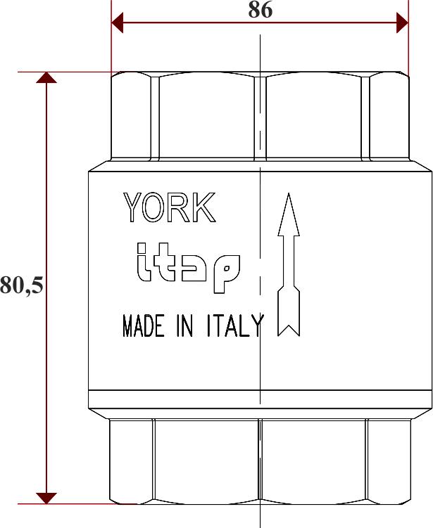 Обратный клапан Itap 103 York 2" пружинный муфтовый пластиковое седло