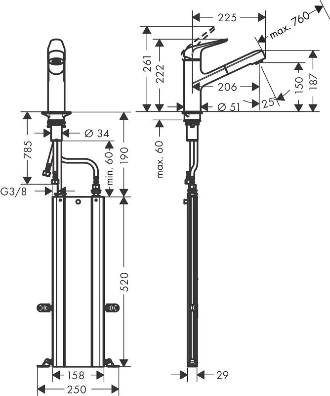 Смеситель для кухни Hansgrohe Focus 71829800 серый