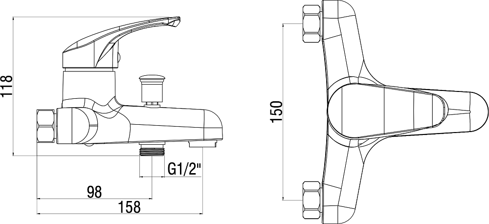 Смеситель для ванны с душем DIWO Коломна KL-06cr