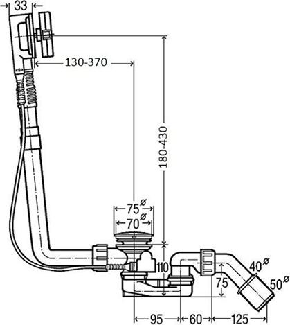 Слив-перелив для ванны Bette Multiplex M5 B602-901 удлиненный, хром