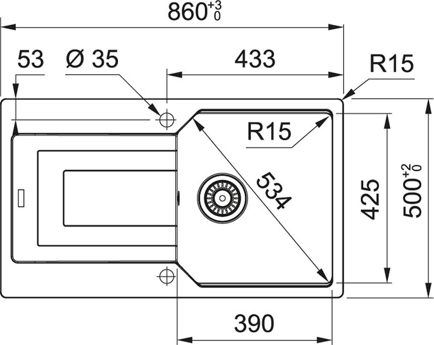 Кухонная мойка 86 см Franke Urban UBG 611-86 3,5" 114.0595.359, оникс