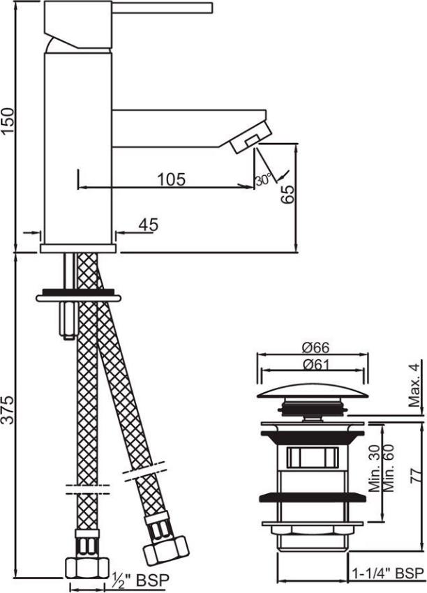 Смеситель для раковины Jaquar D'arc DRC-CHR-37011BCLW