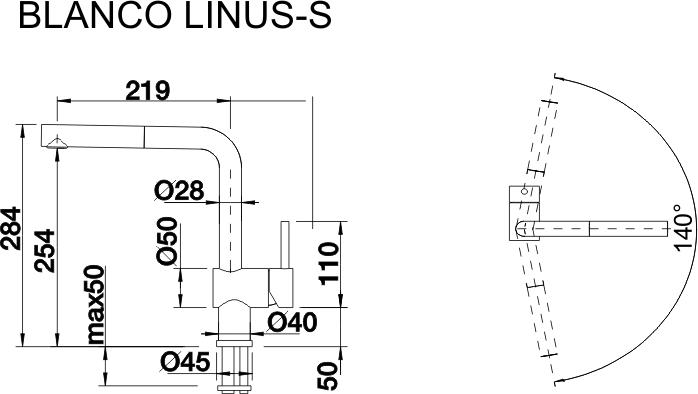 Смеситель Blanco Linus-S Silgranit 526148 чёрный