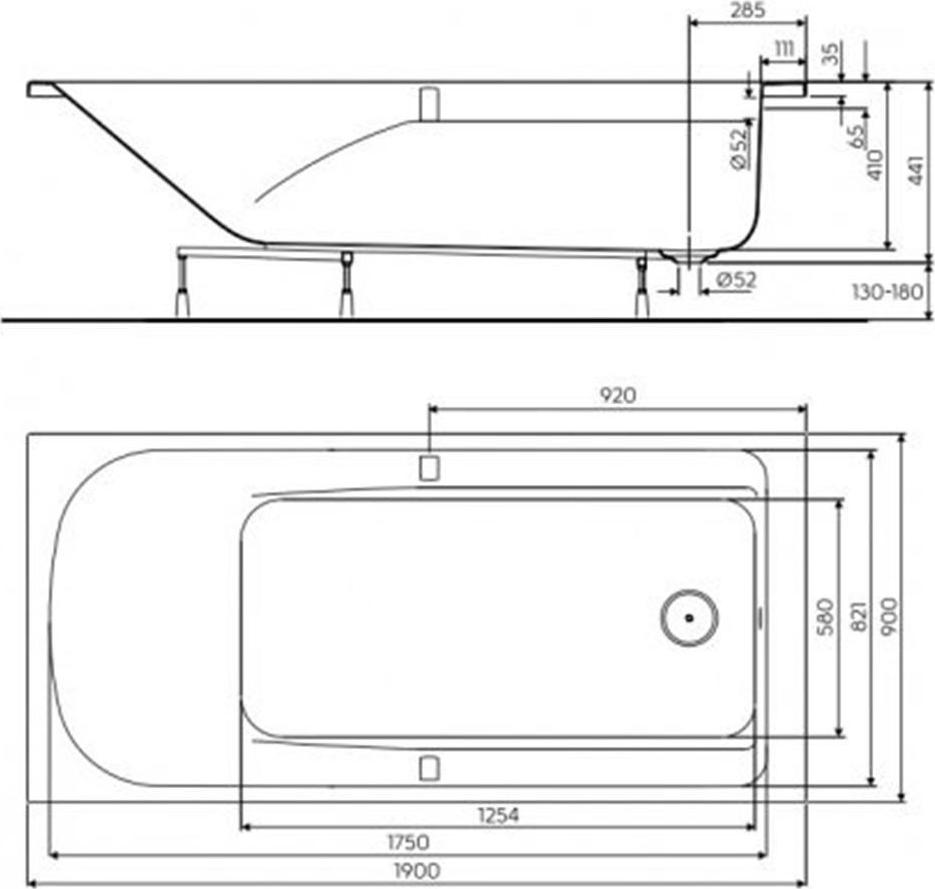 Акриловая ванна с ручками KOLO Comfort Plus XWP1491000