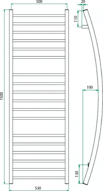 Полотенцесушитель водяной Grota Primo 53x150