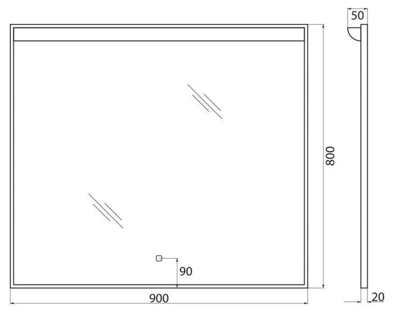 Зеркало BelBagno Uno SPC-UNO-900-800-TCH белый