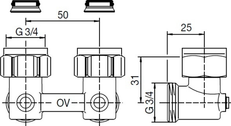 Узел присоединения Oventrop Multiflex F 3/4" x 3/4" угловой