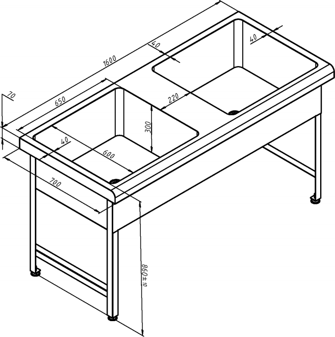 Кухонная мойка 160 см Oceanus 7-004.5, нержавеющая сталь