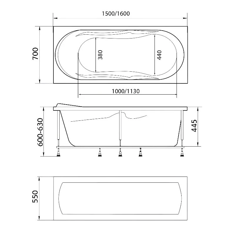 Акриловая ванна 1MarKa Vita 01вит1670кс2+ белый