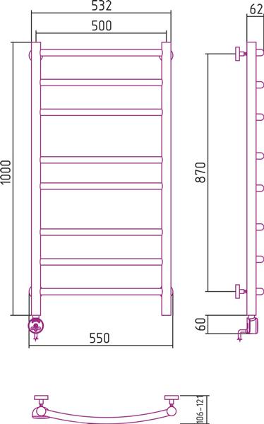 Полотенцесушитель электрический Сунержа Галант 100x50 L