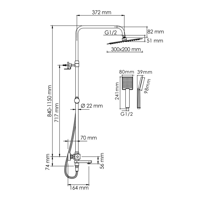 Душевая система Wasserkraft A199.069.141.010.CH Thermo, хром