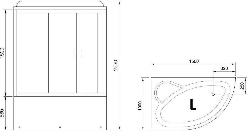 Душевая кабина 150х100 см Royal Bath ALP RB150ALP-C-CH-L стекло матовое с гидромассажем