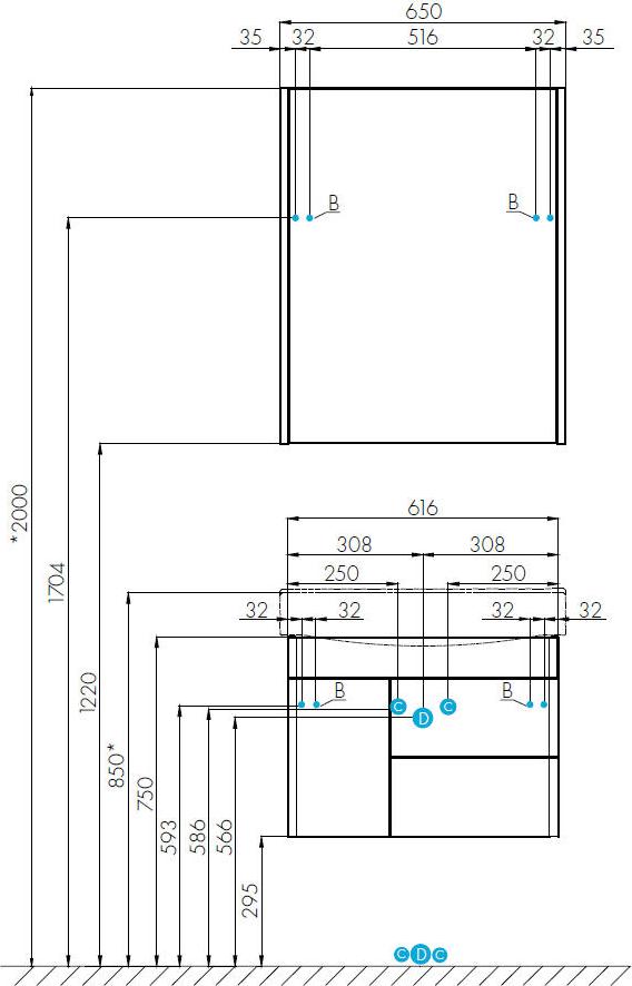 Тумба под раковину Aquaton Беверли 60 1A235301BV010, белый