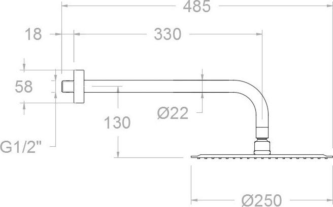 Душ верхний с кронштейном Ramon Soler Hidroterapia BHRM250