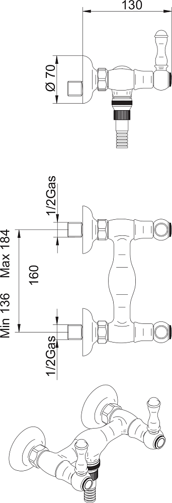 Смеситель Bandini Antica 568.620 Br для душа