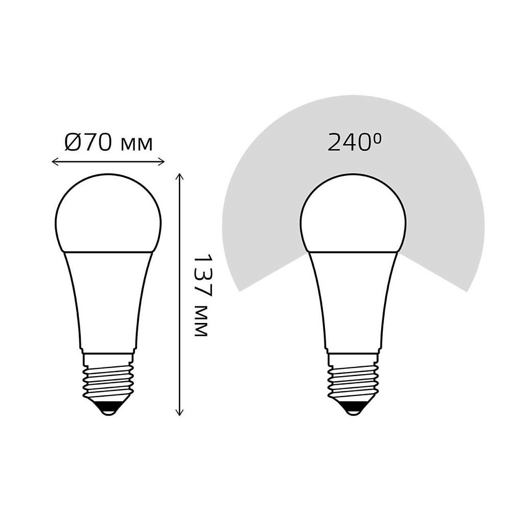 Лампа светодиодная Gauss E27 25W 6500K матовая 73235