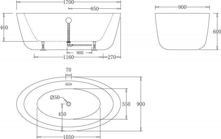 Акриловая ванна BelBagno 170х90 BB67-1700