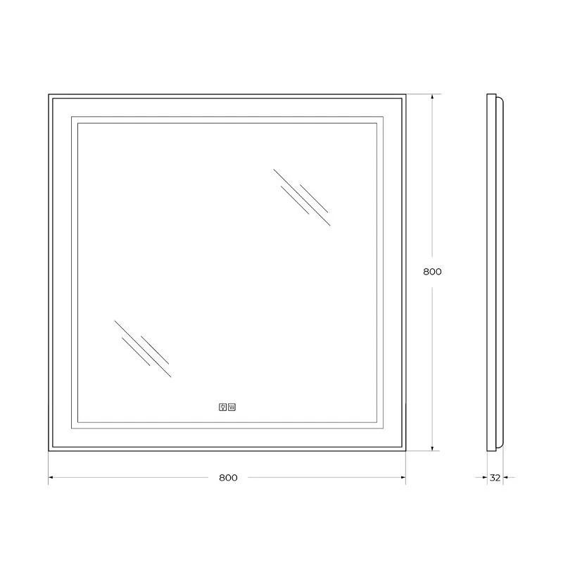 Зеркало BelBagno Kraft SPC-KRAFT-800-800-LED-TCH-WARM серый