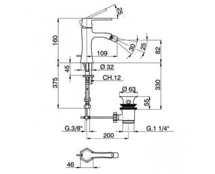 Смеситель для биде Cisal Cherie CE00055024 хром