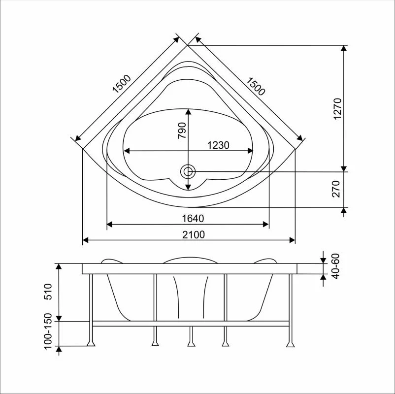 Акриловая ванна Eurolux Римини 150х150 E3150150031 белый