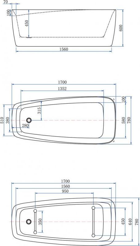 Акриловая ванна Aquanet Family Trend 170x78 90778-GW, белый глянец